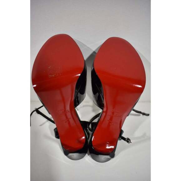 Christian Louboutin Miradona 120 Black Patent Ankle Strap Sandal Heel Pump 40 - Picture 12 of 12